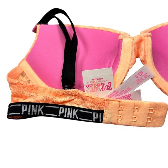Victoria’s Secret Pink Size 32B Bra Push-up Orange Cheetah Print - Picture 5 of 5